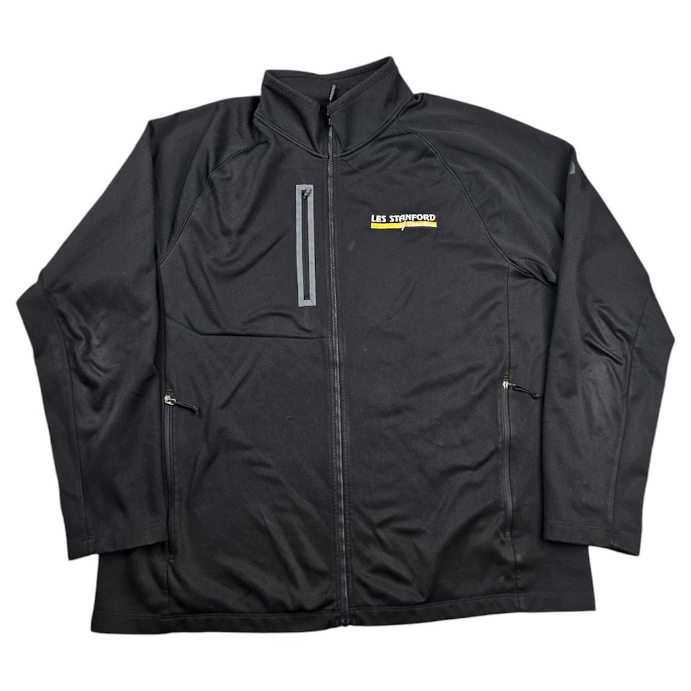 Fleece Full Zip Jacket Men Size XXL 2XL Black Chest Pocket Casual